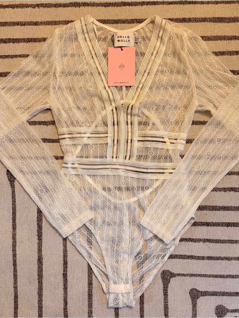 Hello Molly White Lace Bodysuit - Size 12